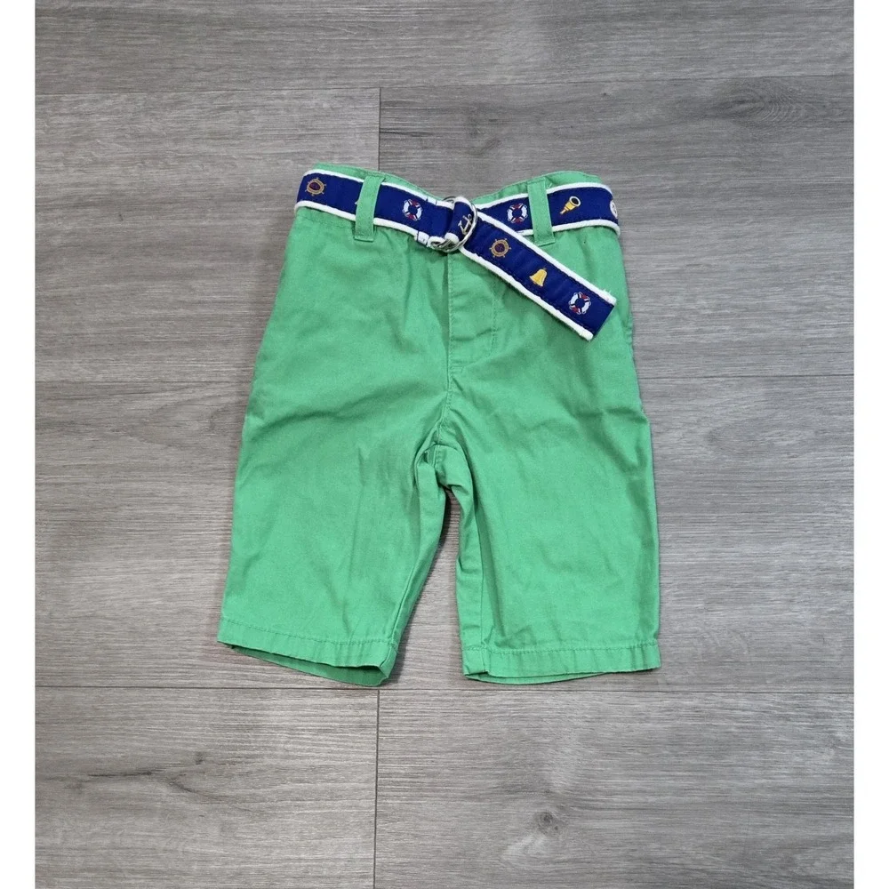 Ralph Lauren Baby Boy' Chino Pants Green with Nautical Belt Size 3M